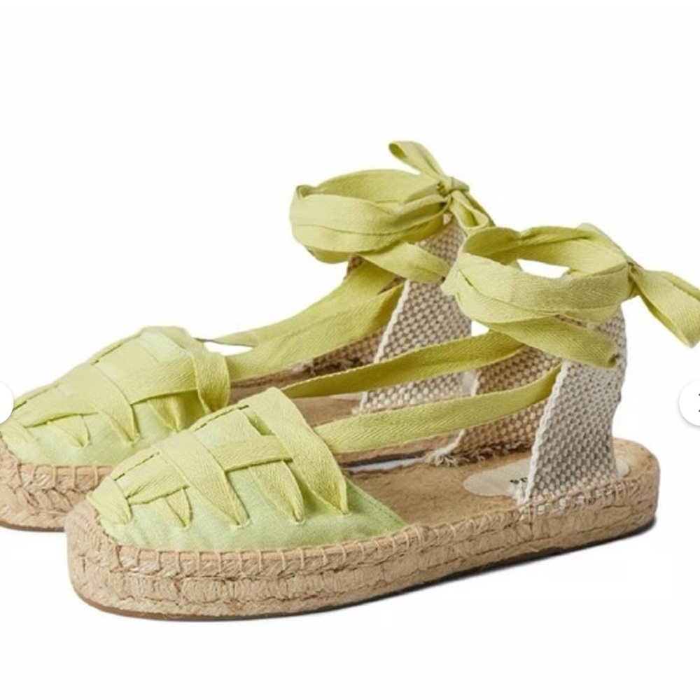 Soludos Luella Lace-Up Espadrille Flats Citron Size 9